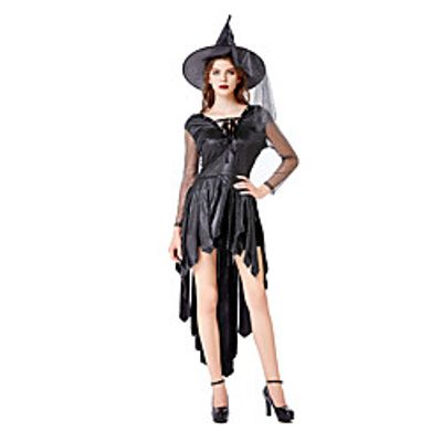 Witch Magic Women Dress Cosplay Costume Adults' Women's Halloween Halloween Halloween Festival / Holiday Terylene Black Women's Easy Carnival Costumes Solid Color / Hat miniinthebox
