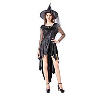 Witch Magic Women Dress Cosplay Costume Adults' Women's Halloween Halloween Halloween Festival / Holiday Terylene Black Women's Easy Carnival Costumes Solid Color / Hat miniinthebox - thumbnail