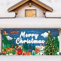 Christmas Outdoor Garage Door Cover Gifts Xmas Snowman Door Banner Party Large Door Mural Christmas Backdrop Decoration for Holiday Home Wall Decorations miniinthebox - thumbnail
