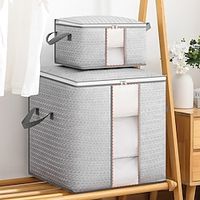 1pc Non-woven Wardrobe Storage Bag, Visible Window Quilt Dustproof Bag, Closet Clothes Organizer with Handle miniinthebox - thumbnail