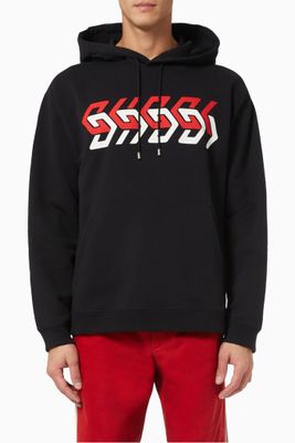 Gucci Mirror Print Hooded Sweatshirt in Cotton Jersey Gucci Mirror Print Hooded Sweatshirt in Cotton Jersey