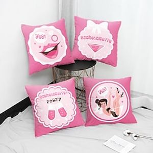 Wedding Double Side Pillow Cover 4PC Bridal Gift Soft Decorative Square Cushion Case Pillowcase for Bedroom Livingroom Sofa Couch Chair Superior Quality Machine Washable Lightinthebox