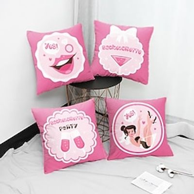 Wedding Double Side Pillow Cover 4PC Bridal Gift Soft Decorative Square Cushion Case Pillowcase for Bedroom Livingroom Sofa Couch Chair Superior Quality Machine Washable Lightinthebox