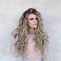 Synthetic Wig Water Wave Side Part Wig Long Very Long Light Brown Synthetic Hair 65 inch Women's Party Highlighted / Balayage Hair Middle Part Brown miniinthebox - thumbnail