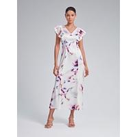 Flutter Sleeve Fitted Midi Dress