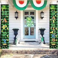 Saint Patrick's Day Door Couplets Door Decorations Porch Banner Green Sign Hanging Decorations Banner for Holiday Parade Indoor Outdoor Decorations miniinthebox