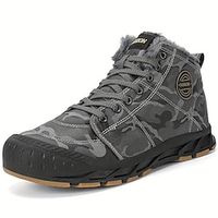 Men's Boots Snow Boots Winter Boots Fleece lined Hiking Cycling Shoes Casual British Daily Office  Career PU Waterproof Warm Slip Resistant Booties  Ankle Boots Lace-up Dark Grey Black Gray Fall Lightinthebox - thumbnail