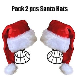 2 PCS Santa Claus Plush Christmas Hat Men's Women's Unisex Warm Party Holiday Party Christmas Gifts Christmas New Year Masquerade Easy Halloween Costumes miniinthebox