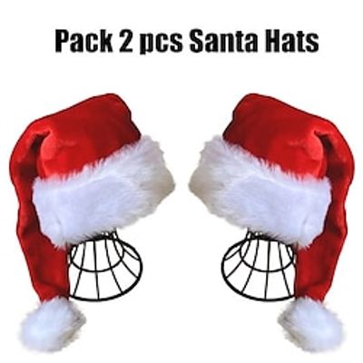 2 PCS Santa Claus Plush Christmas Hat Men's Women's Unisex Warm Party Holiday Party Christmas Gifts Christmas New Year Masquerade Easy Halloween Costumes Lightinthebox