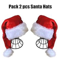 2 PCS Santa Claus Plush Christmas Hat Men's Women's Unisex Warm Party Holiday Party Christmas Gifts Christmas New Year Masquerade Easy Halloween Costumes miniinthebox - thumbnail
