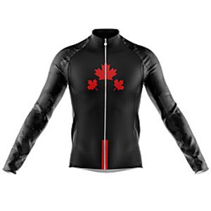21Grams Men's Long Sleeve Cycling Jersey Spandex Black Canada Bike Top Mountain Bike MTB Road Bike Cycling Quick Dry Moisture Wicking Sports Clothing Apparel  Stretchy  Athleisure Lightinthebox