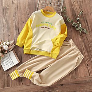 Kids Girls' Children's Day Hoodie  Pants Clothing Set 2 Pieces Long Sleeve Purple Pink Yellow Letter Print Street School Casual Fashion Regular Full-Length 3-12 Years Lightinthebox