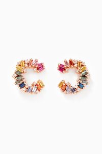Rainbow Fireworks Sapphire & Diamond Spiral Earrings in 18kt Rose Gold