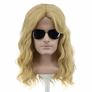 70s 80s costume wig rock wig Men's Red Collar Rock Star Joe Dirt White Grunge Clothing Wig Brown (Only Wig Without Glasses) miniinthebox