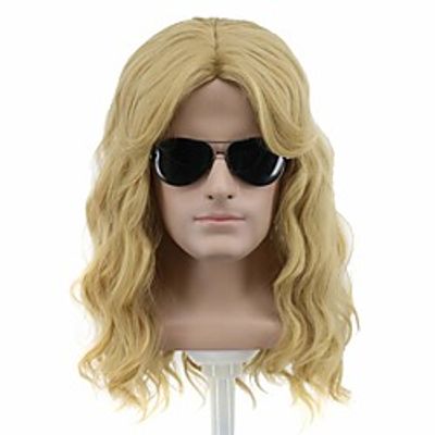 70s 80s costume wig rock wig Men's Red Collar Rock Star Joe Dirt White Grunge Clothing Wig Brown (Only Wig Without Glasses) miniinthebox