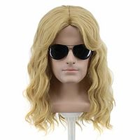 70s 80s costume wig rock wig Men's Red Collar Rock Star Joe Dirt White Grunge Clothing Wig Brown (Only Wig Without Glasses) miniinthebox - thumbnail