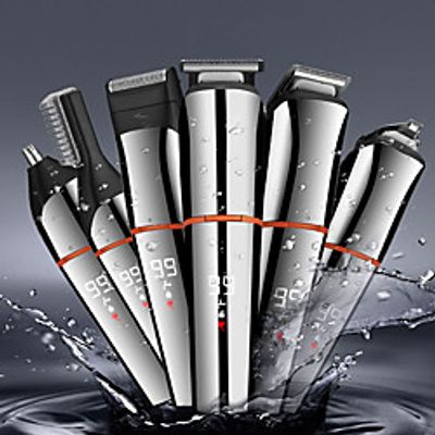 6 in 1 Multifunctional Waterproof Hair Clipper With LCD Digital Display Men's Electric Hair Clipper Razor Nose Hair Clipper miniinthebox