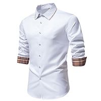 Men's Daily Classic Casual Dress Valentine's Shirt Standard Fit Long Sleeve Lapel Solid Color Polyester Cotton Blend Black White Green 2023 Lightinthebox - thumbnail