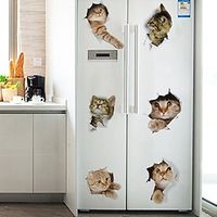 2PCS Cute Little Cat Broken Wall Hole Wall Stickers Self-Adhesive Living Room Refrigerator Stickers Toilet Lid Sticker. Lightinthebox - thumbnail