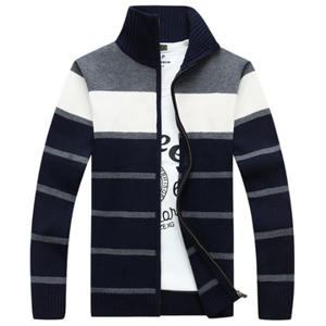 Casual Stripe Embroidery Knitted Sweater