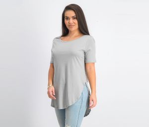 Womens Plain Short Sleeve Top  Earth Grey