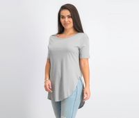 Womens Plain Short Sleeve Top  Earth Grey - thumbnail