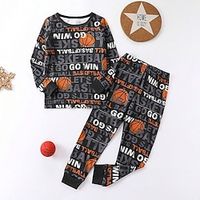 Boys 3D Basketball Pajama Set Long Sleeve 3D Print Fall Winter Active Cool Daily Polyester Kids 3-12 Years Crew Neck Home Causal Indoor Regular Fit Lightinthebox - thumbnail
