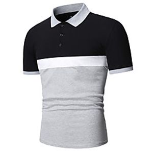 Men's Polo Other Prints Color Block Short Sleeve Casual Tops Black  Gray Lightinthebox