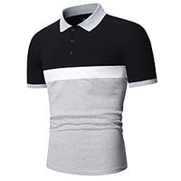 Men's Polo Other Prints Color Block Short Sleeve Casual Tops Black  Gray Lightinthebox - thumbnail