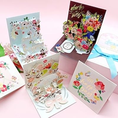 1pc Greeting Card Retro Pop-up Greeting Card, 3D  Pop-up Greeting Card, Blessing And Thank You Greeting Card. miniinthebox