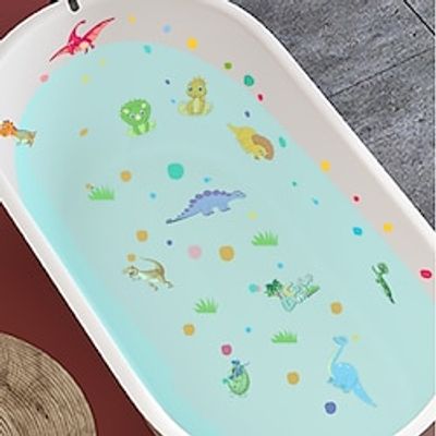 6pcs Cartoon Dinosaur Pattern Bathtub Sticker, Waterproof Frosted Bathtub Sticker, Self-adhesive Removable Bathtub Wall Decals, Bathroom Toilet Decorative Adhesive Sticker, Bathroom Decor. miniinthebox