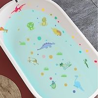 6pcs Cartoon Dinosaur Pattern Bathtub Sticker, Waterproof Frosted Bathtub Sticker, Self-adhesive Removable Bathtub Wall Decals, Bathroom Toilet Decorative Adhesive Sticker, Bathroom Decor. miniinthebox - thumbnail