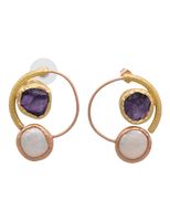 Amethyst and Pearl Offset Earrings - thumbnail