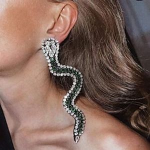 Women's Stud Earrings Retro Snake Animal Precious Statement Imitation Diamond Earrings Jewelry Silver  Black For Wedding Party 1 Pair Lightinthebox