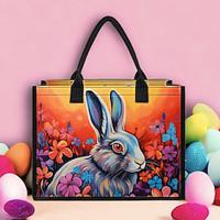 Women's Handbag Tote Boston Bag Polyester Shopping Daily Easter Print Large Capacity Lightweight Rabbit Flower Dark Red Light Red Blue Lightinthebox