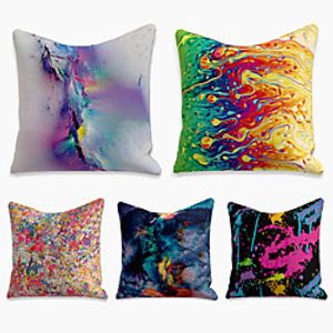 5 pcs Linen Pillow Cover, Abstract Square Zipper Polyester Traditional Classic miniinthebox