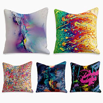 5 pcs Linen Pillow Cover, Abstract Square Zipper Polyester Traditional Classic miniinthebox