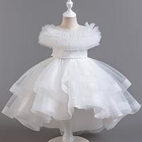 Kids Girls' Party Dress Floral Sleeveless Wedding Special Occasion Mesh Adorable Sweet Cotton Polyester Asymmetrical Party Dress Summer Spring Fall 4-13 Years White Champagne Pink Lightinthebox