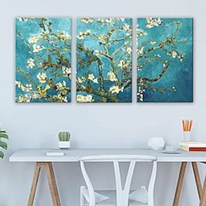 Giclee Canvas Prints Wall Art for Wall Decor by Van Gogh Paintings Almond Blossom Modern 3 Piece Stretched and Framed Abstract Flowers Artwork Home Office Decorations miniinthebox