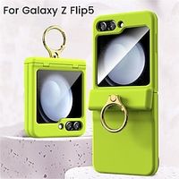 Phone Case For Samsung Galaxy Z Flip 5 Back Cover Ring Holder Shockproof Armor PC Metal Lightinthebox - thumbnail