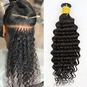 I Tip Hair Extensions Remy Human Hair 1 set Pack Deep Curly Natural Hair Extensions Lightinthebox
