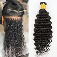 I Tip Hair Extensions Remy Human Hair 1 set Pack Deep Curly Natural Hair Extensions Lightinthebox - thumbnail