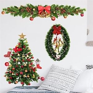 Christmas Background Wall Stickers Christmas Tree Bells Wreaths Window Decorations Stickers Set of 4 Pieces miniinthebox