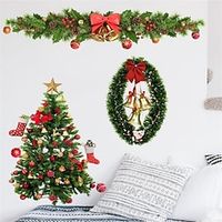 Christmas Background Wall Stickers Christmas Tree Bells Wreaths Window Decorations Stickers Set of 4 Pieces miniinthebox - thumbnail