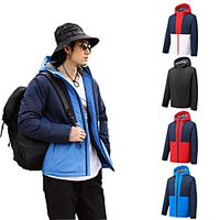 Men's Hiking Jacket Winter Outdoor Patchwork Thermal Warm Breathable Front Zipper Comfortable Jacket Full Length Visible Zipper Climbing Camping  Hiking  Caving Traveling White Black Red Blue Lightinthebox - thumbnail