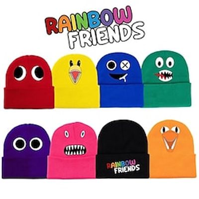 Rainbow Friends Beanie Knitted Hat Printed Wool Hat Unisex Adults Autumn Winter Anime Cartoon Lightinthebox