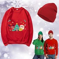 Christmas Santa Claus Hat Ugly Christmas Sweater / Sweatshirt Sweatshirt Print Graphic Top Hat For Men's Women's Unisex Adults' Hot Stamping 100% Polyester Party Festival miniinthebox - thumbnail