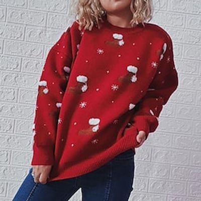 Women's Pullover Sweater Jumper Christmas Sweaters Crew Neck Chunky Knit Polyester Embroidery Knitted Spring Fall Winter Regular School Christmas Daily Fashion Daily Vintage Style Long Sleeve miniinthebox Women's Pullover Sweater Jumper Christmas Sweaters Crew Neck Chunky Knit Polyester Embroidery Knitted Spring Fall Winter Regular School Christmas Daily Fashion Daily Vintage Style Long Sleeve miniinthebox
