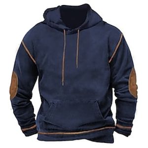 Men's Hoodie Navy Blue Hooded Plain Patchwork Color Block Sports  Outdoor Daily Holiday Streetwear Cool Casual Spring   Fall Clothing Apparel Hoodies Sweatshirts  Lightinthebox
