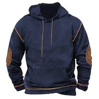Men's Hoodie Navy Blue Hooded Plain Patchwork Color Block Sports  Outdoor Daily Holiday Streetwear Cool Casual Spring   Fall Clothing Apparel Hoodies Sweatshirts  Lightinthebox - thumbnail